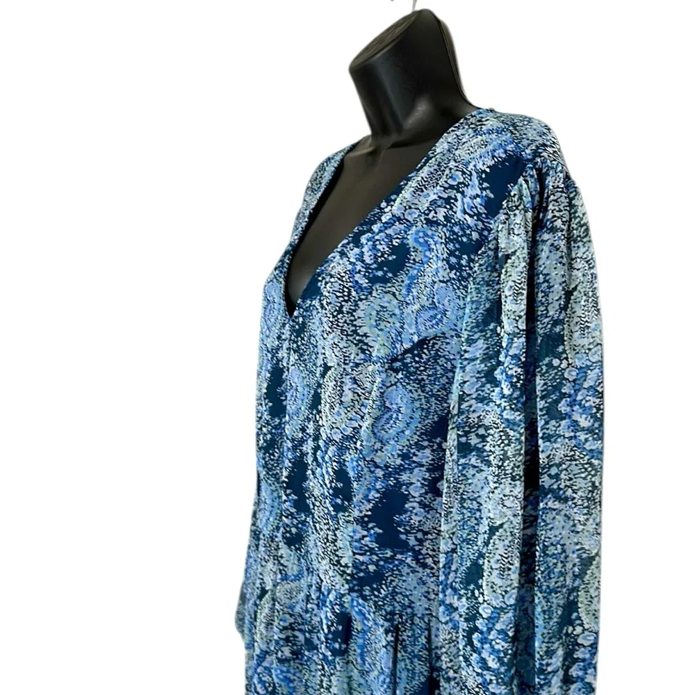 NWT Joie Blue Printed Parisian Paisley Tiered Maxi Dress Sz XXL